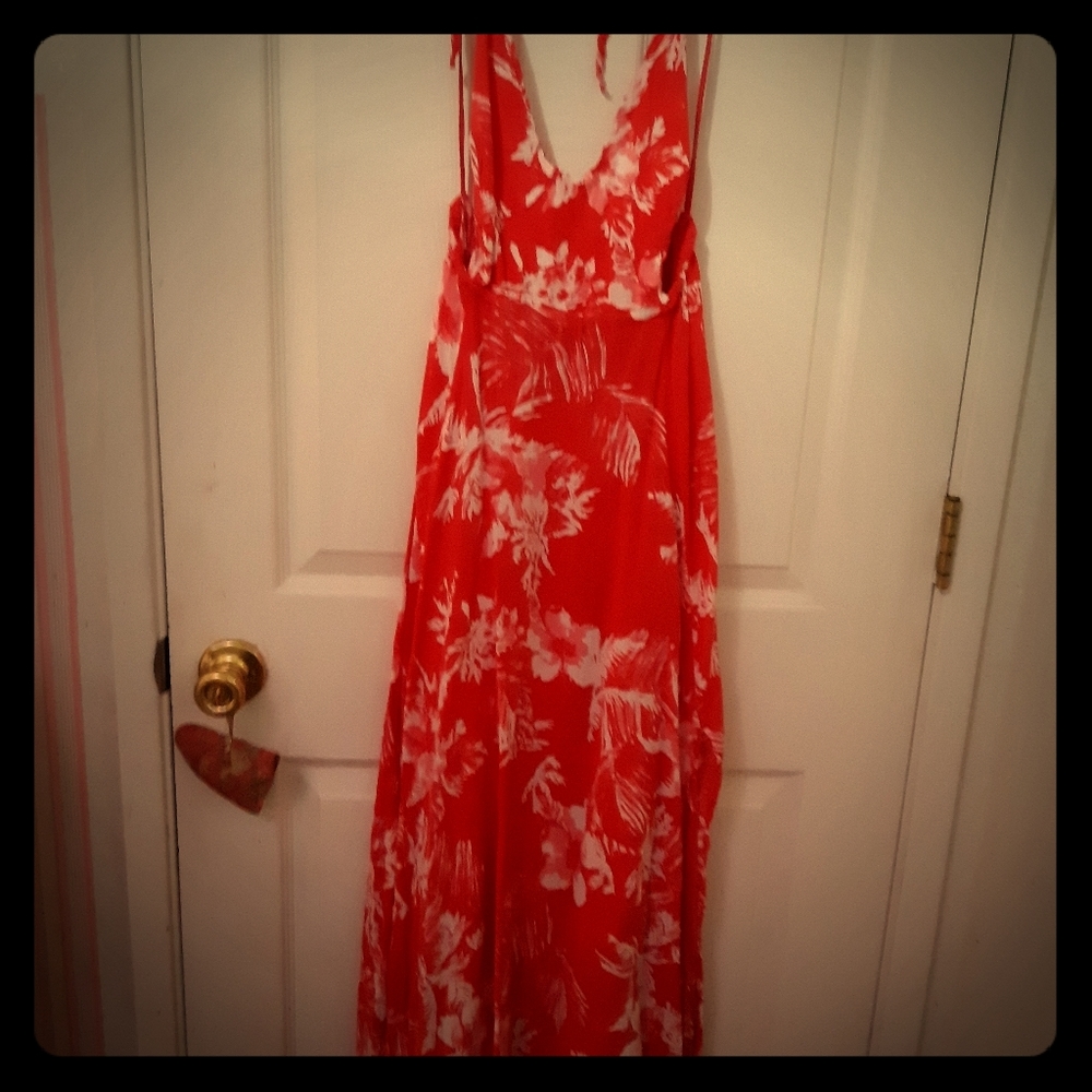 Free People coral/red floral summer dress.